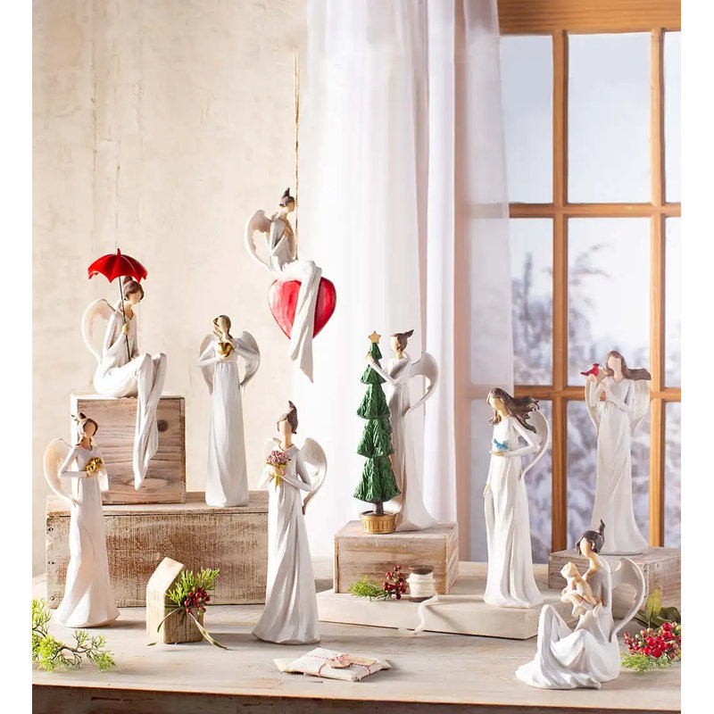 Wind & Weather Seated Angel with Red Umbrella Statue & Reviews